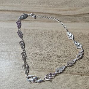 Vintage Y2k Silver Tone Flame Choker Necklace